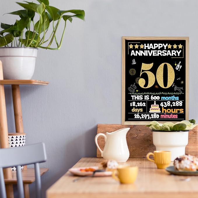 Joycard 50th Anniversary Card for Women Men, Gold Wedding Card for Wife Husband, Sweet Marriage Decorations Gifts for Couple, Perfect for Her Him on Anniversary Day, Gold Wedding Card, Back in 1975