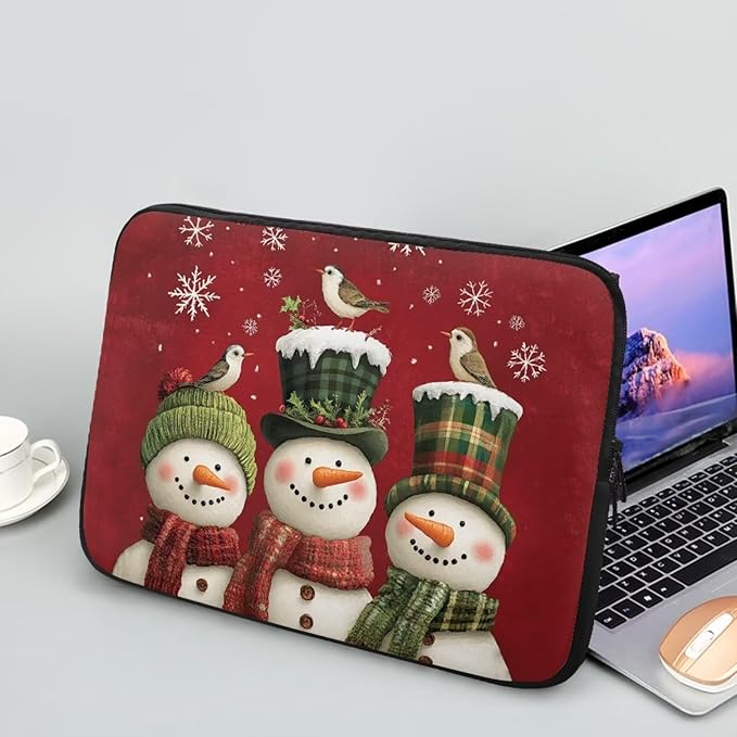 Cute Snowman Laptop Protective Sleeve for Women 12 inch Computer Sleeve Bag Christmas Neoprene Lap Top Case Suitable Gifts for Travel School Office Neatly Organizers Laptop Accessories