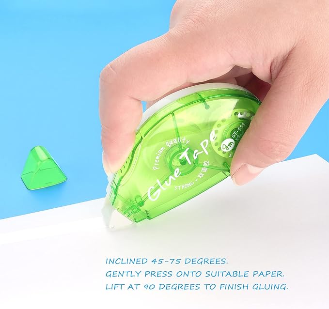 Tamaki 3 Pack Double Sided Tape Roller, Adhesive Scrapbooking Glue Tape, Adhesive Tape Dispenser Runner for Crafts and Arts Projects, Photo Tape for Scrapbooking