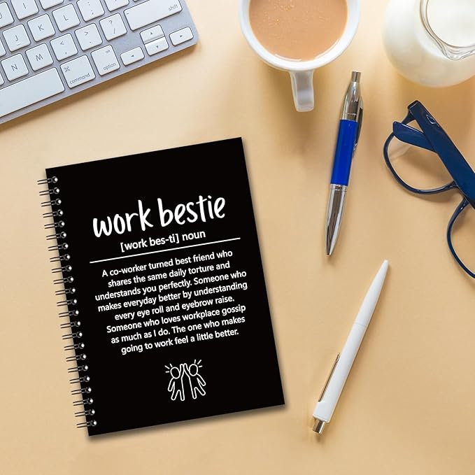 YAZMEEN Work Bestie Blank Spiral Notebook（160 Pages） Work Bestie Gift Hardcover Sketchbook Coworker Appreciation Gift Colleague Leaving Gift Funny Office Notebook Gift for Work Bestie Employee Friend
