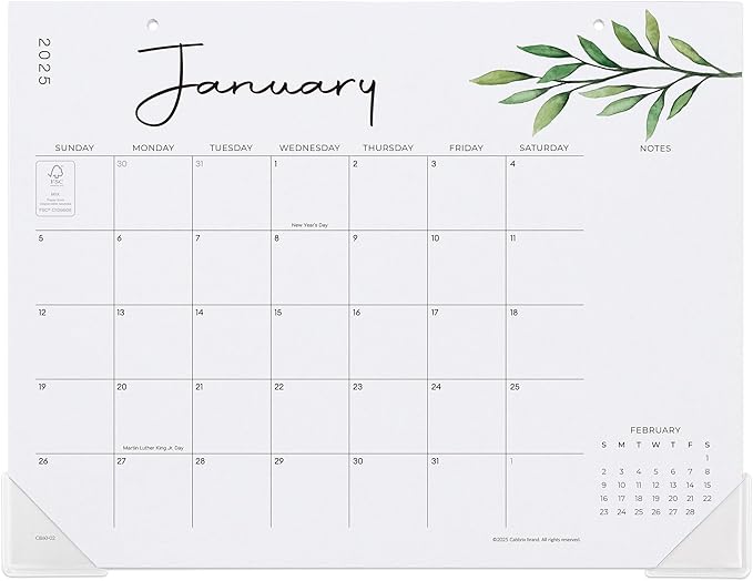 Cabbrix Floral Desk Calendar 15" x 12", Desk Calendar 2025-2026 Runs From Jan 2025 to Jun 2026, Perfect for Home Office Desktop Wall Calendar for Easy Organizing