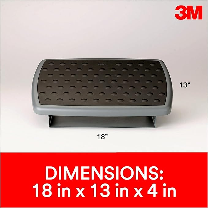 3M Adjustable Foot Rest, 18 Inch Wide Non-skid Platform (FR330) Grey