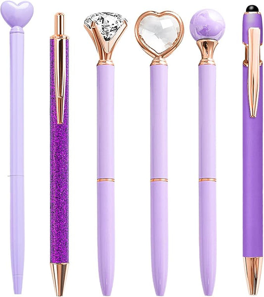 Personalized Pens for Women, 6 Pcs Purple Pens Ballpoint Pens Bulk, 1.0mm Medium Point Black Ink Pens for Journaling, Office and School Supplies Pens Gifts for Nurse Teacher (Purple)