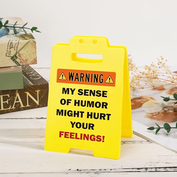MBL Funny Team Office Gifts - MY SENSE OF HUMOR MIGHT HURT YOUR FEELINGS! Funny Fun Gag Desk Sign Cubicle Decor for Coworker Teammate Employee Boss Birthday Christmas White Elephant Under 10 Dollar