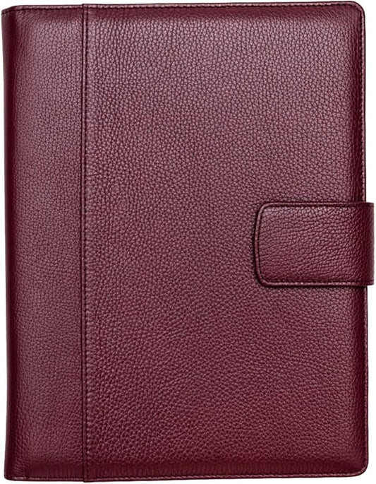 Maruse Italian Leather Executive Padfolio, Folder Organizer with Magnetic Closure and Writing Pad, Handmade in Italy, Wine