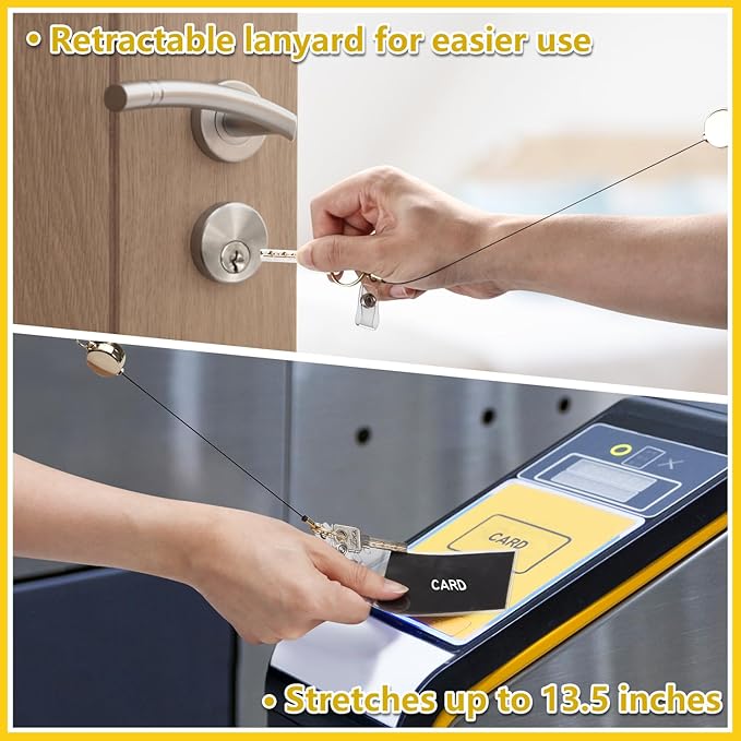 Teacher Lanyard with Id Holder, Cute Lanyards for Id Badges Keys, Retractable Natural Wooden Beaded Lanyard for Women, Violet