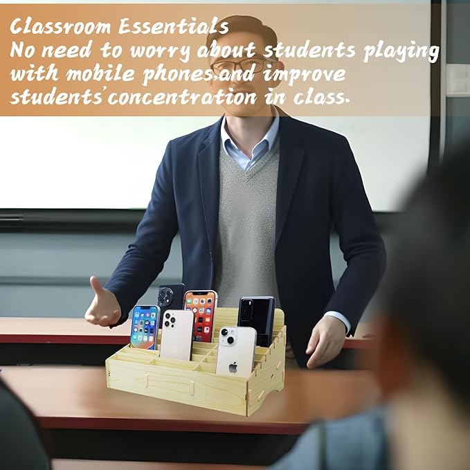 HengTianMei 24 Grid Cell Phone Organizes Storage Box for Office School Classroom