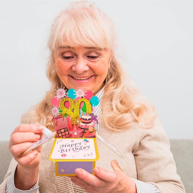 Asmallgf Happy 80th Birthday Pop Up Card for Women Men, Wonderful 80 Year Old Gift for Him Her, Colorful 80 Bday 3D Card for Grandma Grandpa, Best 80 Birthday Gift Idea for Friend