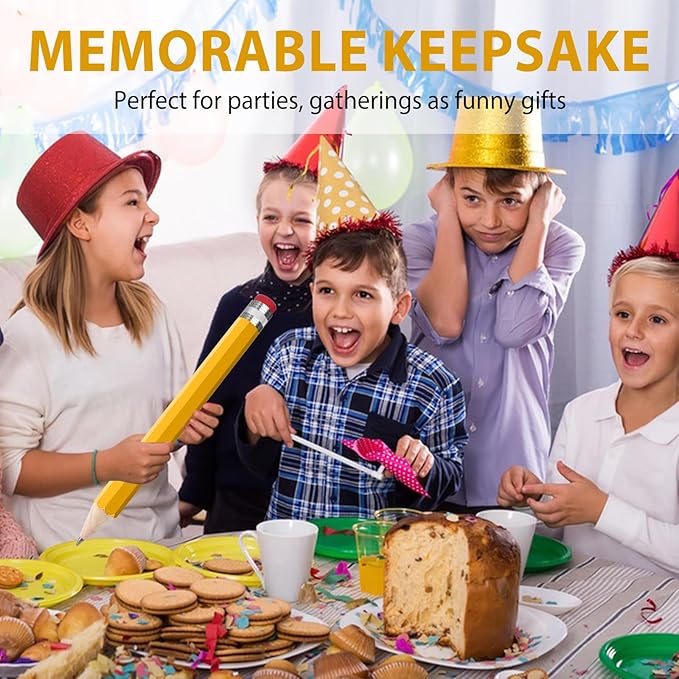 Wooden Jumbo Pencils 13.3'' Funny Giant Pencil For Party Favors Novelty Large Pencil For School Home Office Prop Supplies 2pcs Yellow