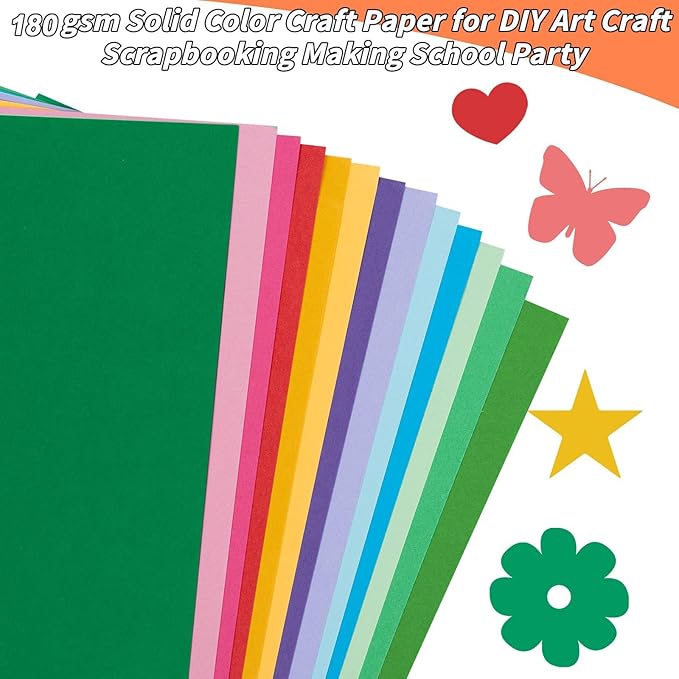 Colored Cardstock Bulk 300 sheets, 8.5” x 11” Cardstock Paper 30 Assorted Colors Construction Paper,180 GSM Card Stock Scrapbooking Supplies for Diy Crafts Cricut Card Making