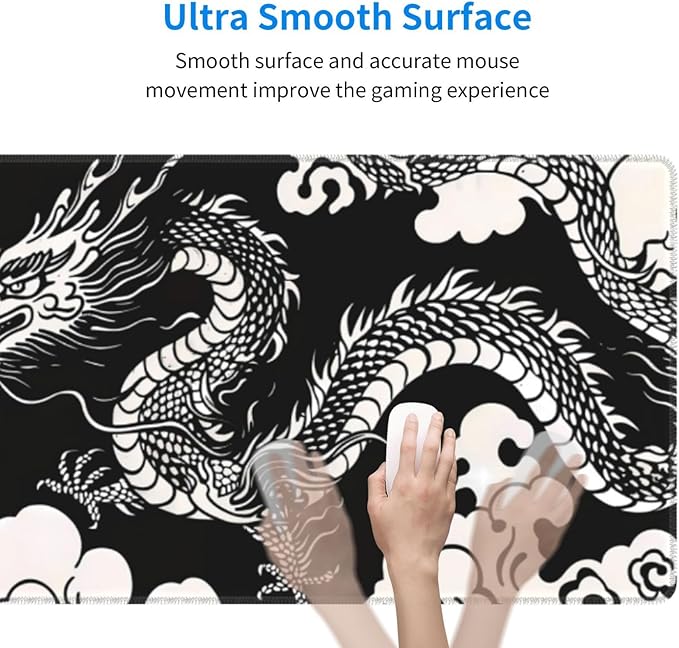 Gaming Mouse Pad Desk Pad,Extended Big Mouse Pad,31.5x11.8 Inch Long Computer Keyboard Mouse Mat Mousepad with 3mm Non-Slip Base and Stitched Edge for Gaming and Office… (Loong)