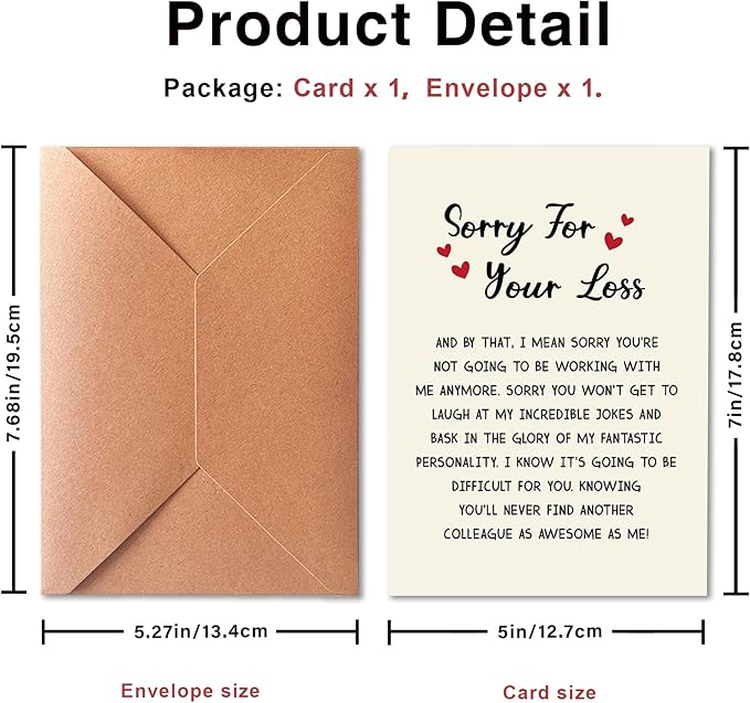 Funny Resignation Card for Best Friend, Humorous New Job Card for Him/her, Departure Cards for Colleague, Cards To Apologize for Your loss, New Job Congratulations