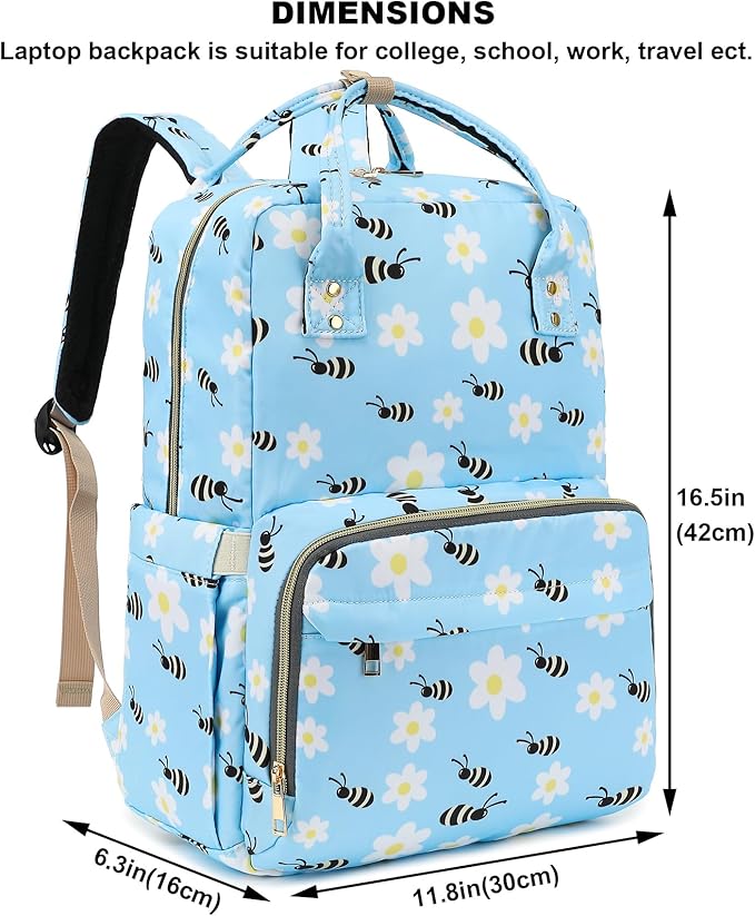 Bee Laptop Backpack College Bookbag School Backpack for Women Girls, Travel Backpack 15.6 Inch Computer Backpacks