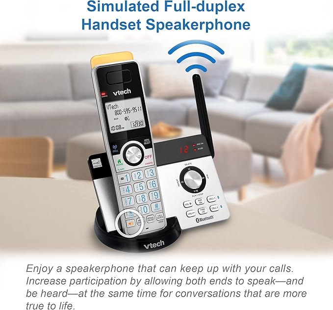 VTECH IS8121 Super Long Range up to 2300 Feet DECT 6.0 Bluetooth Expandable Cordless Phone for Home with Answering Machine, Call Blocking, Connect to Cell, Intercom and Expandable to 5 Handsets