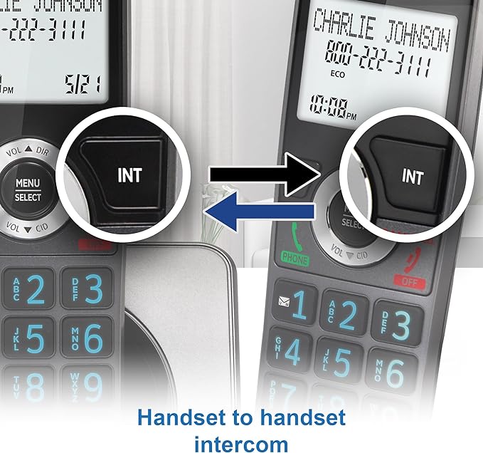 AT&T GL2101-2 DECT 6.0 2-Handset Cordless Home Phone with Call Block, Caller ID, Full-Duplex Handset Speakerphone, 2" White Backlit Display, Lighted Keypad (Graphite & Black)