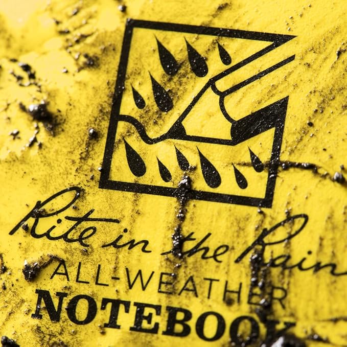 Rite in the Rain Weatherproof Side Spiral Notebook, 4.625" x 7", Yellow Cover, Transit Pattern (No. 303)