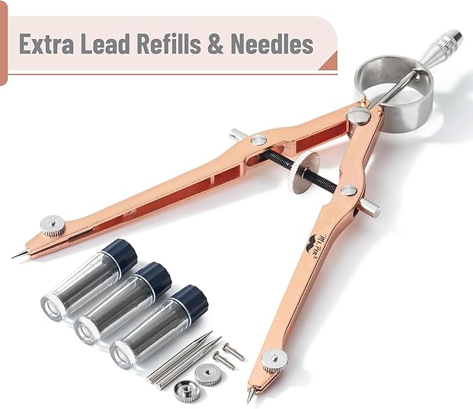 Mr. Pen Professional Geometry Compass - Rose Gold, Metal with Lock, Drawing & Drafting Compass - Extra Leads Included