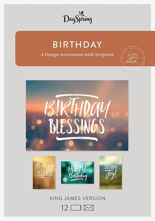 Dayspring Birthday - Simply Stated - 12 Boxed Cards, KJV (60937)