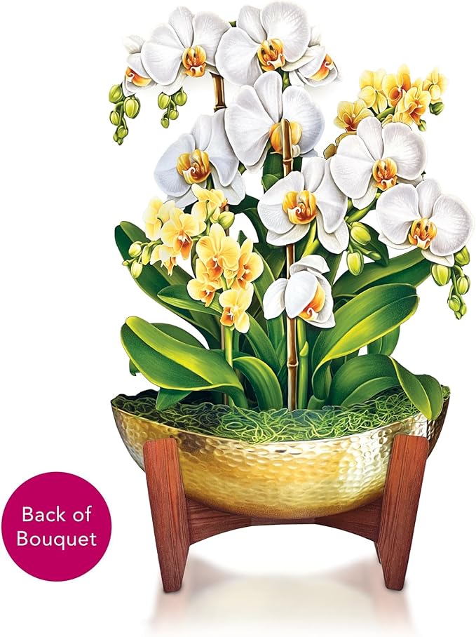 Freshcut Paper Pop Up Cards, Serenity Orchid, 12 Inch Life Sized Forever Flower Bouquet 3D Popup Greeting Card, Birthday Cards, Get Well Gifts, Blank Notecard & Envelope