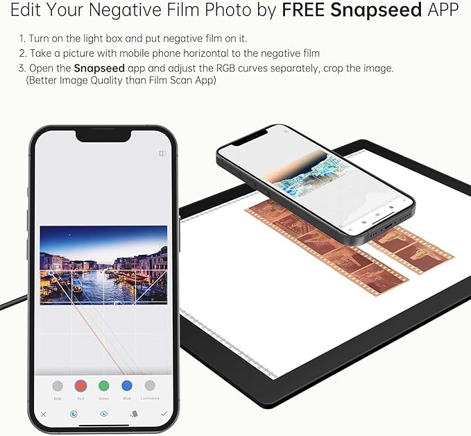 Slide Viewer Light Box 5600K 12”x8” Ultra-Thin Adjustable Brightness Backlight for Slides and Film Negative Scanning