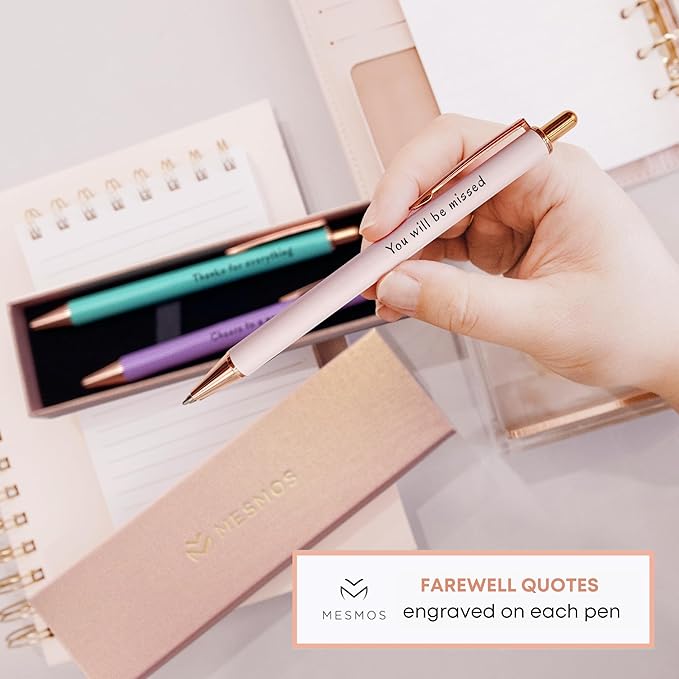 MESMOS 3pk Fancy Pens, Retirement Gift for Women, Farewell Gifts for Coworkers, Cool Retirement Gifts for Teacher, Goodbye Gifts for Coworkers Women, Going Away Gifts for Friends, Happy Retirement