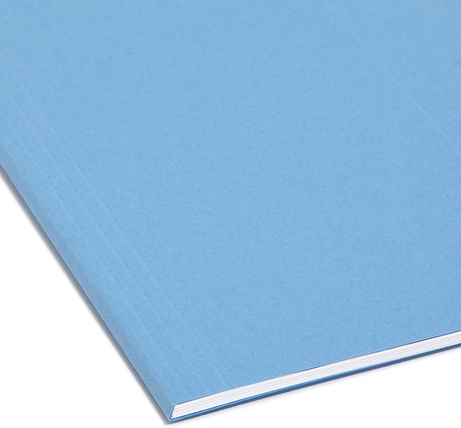 Smead FasTab Hanging File Folder, 1/3-Cut Built-in Tab, Letter Size, Blue(64099), (Pack of 10, 200 Count Total)