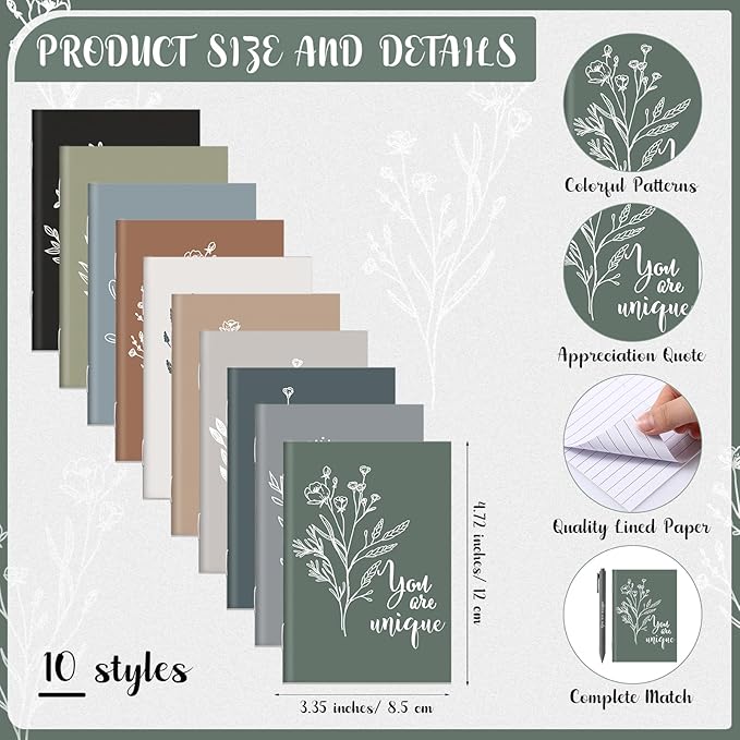 60 Pcs Inspirational Notebooks Motivational Mini Notepads Bulk Aesthetic Mini Notebook with Pen Employees Appreciation Gifts for Social Worker Coworkers Teachers Office (Neutral Colors)