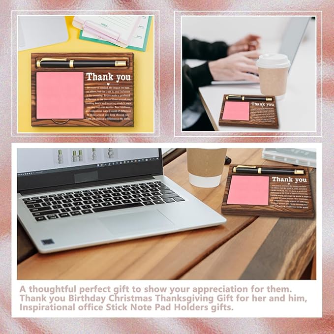 Thank You Gifts Sticky Note Holder, Thank You Appreciation Gift for Coworker Psychologist Boss, Inspirational Motivational Quote for Desk Self-Stick Note Pad Holders YB358