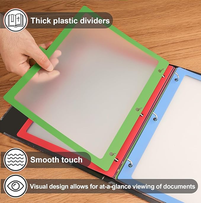 Habgp 96Pcs/12 Set 8 Tab Dividers for 3 Ring Binder, 96 Pcs Clear Color 3 Ring Binder Dividers with Tabs, Page Folder Dividers, Plastic Tabbed File Dividers with Tabs, Three Ring Binder Index Dividers