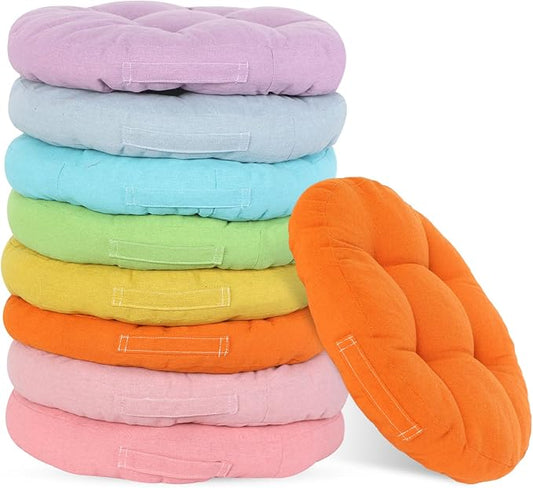 Gerrii 8 Pieces Floor Cushions for Kids Classroom Flexible Floor Seating Cushions Floor Pillows for Home School Kindergarten Daycare Nursery (Bright Color,Round)