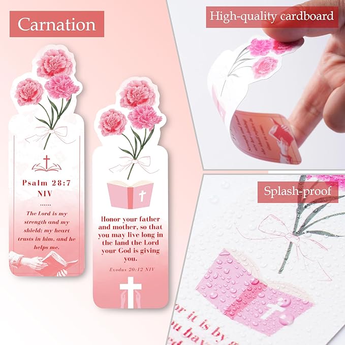 Bible Bookmark for Women, 80 Scriptures Religious Inspirational Bible Verse Bookmarks for Christian Gifts, Prayer Cards, Pink Scripture Book Marks for Reading Women, Book Lovers, Church Gifts in Bulk