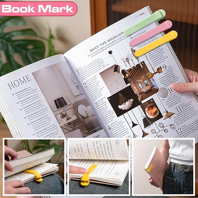 3pcs Page Bookmarks for Reading, Automatic Book Marks Tailored for Book Enthusiasts, Unique and Cute Book Page Holder Markers Clip Reading Accessories Gifts