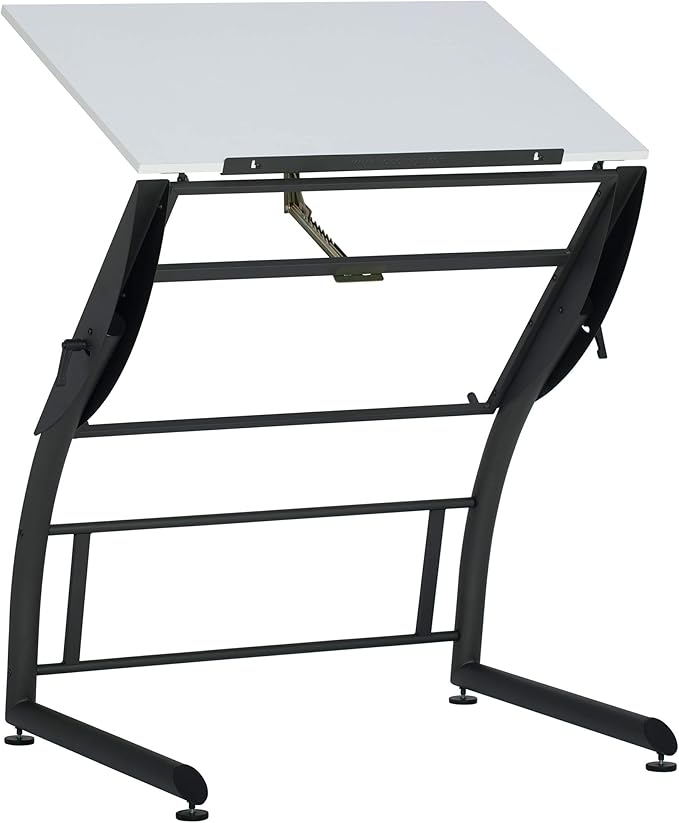 SD STUDIO DESIGNS Triflex Drawing Table, Sit to Stand Up Adjustable Office Home Computer Desk, 35.25" W X 23.5" D, Charcoal Black/White