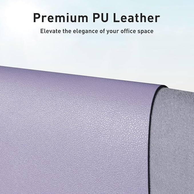 Aothia Leather Desk Pad Protector, Mouse Pad, Office Desk Mat, Non-Slip PU Leather Desk Blotter, Laptop Desk Pad, Waterproof Desk Writing Pad for Office and Home (23.6" x 13.7", Lavender)