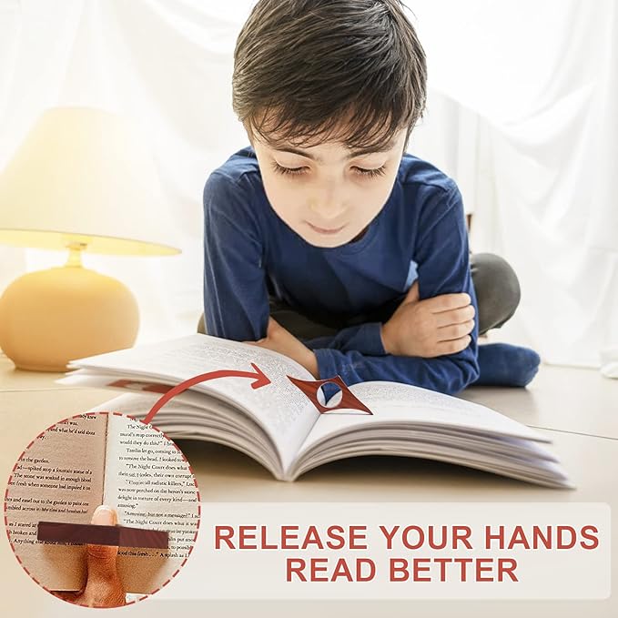 Handmade Wooden Book Page Holder - Red Walnut Thumb Bookmark -a Novel Reading Accessories Gifts for Readers, Lovers Gifts, Bookworm, Literary (Red Walnut, Large - 0.95”)