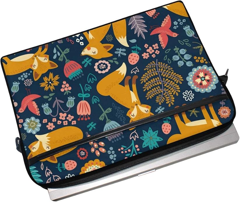 XMCL Forest Fox Pattern Laptop Case Shoulder Bag Computer Notebook Briefcase Messenger Bag with Adjustable Shoulder Strap Fits 14-15.4 inch