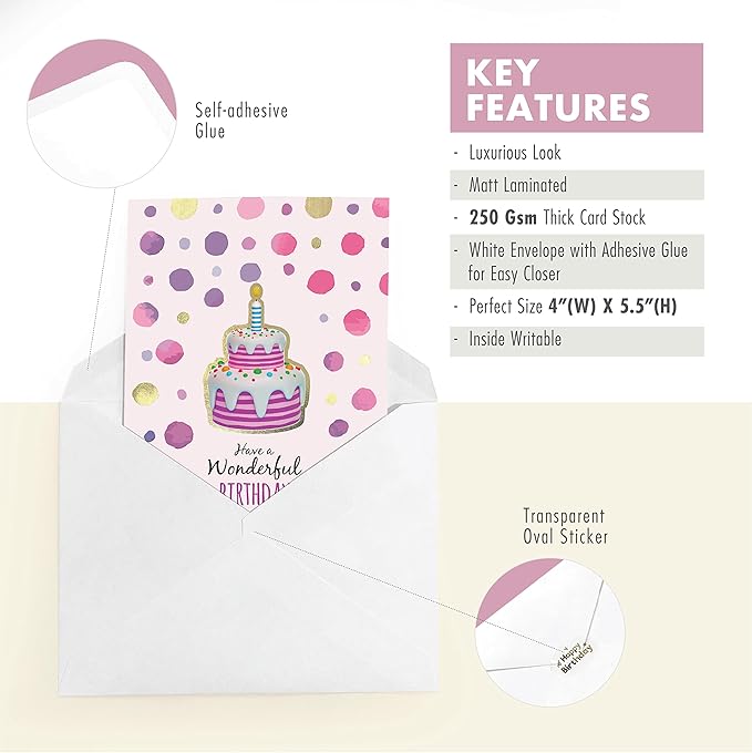 easykart labels 24 Unique Birthday Cards Assortment with Greetings Inside. For Businesses and Individuals, 4X5.5 Inch Assorted Foiling Cards with Envelope with Sealing Stickers