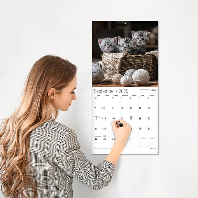 RED EMBER Kitten Party 2025 Wall Calendar 12 Month | 12" x 24" Open | Thick & Sturdy Paper | Giftable | Calendar 2025