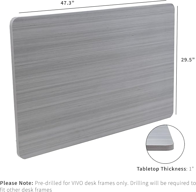 VIVO Universal 48 x 30 inch Solid One-Piece Table Top for Standard and Sit to Stand Height Adjustable Home and Office Desk Frames, Dark Gray, DESK-TOP48-30G
