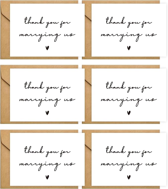 6 Pieces Wedding Day Card, Thank You for Marrying Us, Thank You Card for Officiant, Priest, Minister, Judge, Pastor Gifts.（Thank You - 6cards B）
