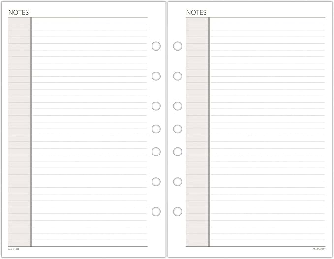 AT-A-GLANCE Day Runner Notes Pages, 87228 DAY-TIMER, Refill, Loose-Leaf , Undated, for Planner, 5-1/2" x 8-1/2", Size 4, 30 Sheets/Pack (011-200)
