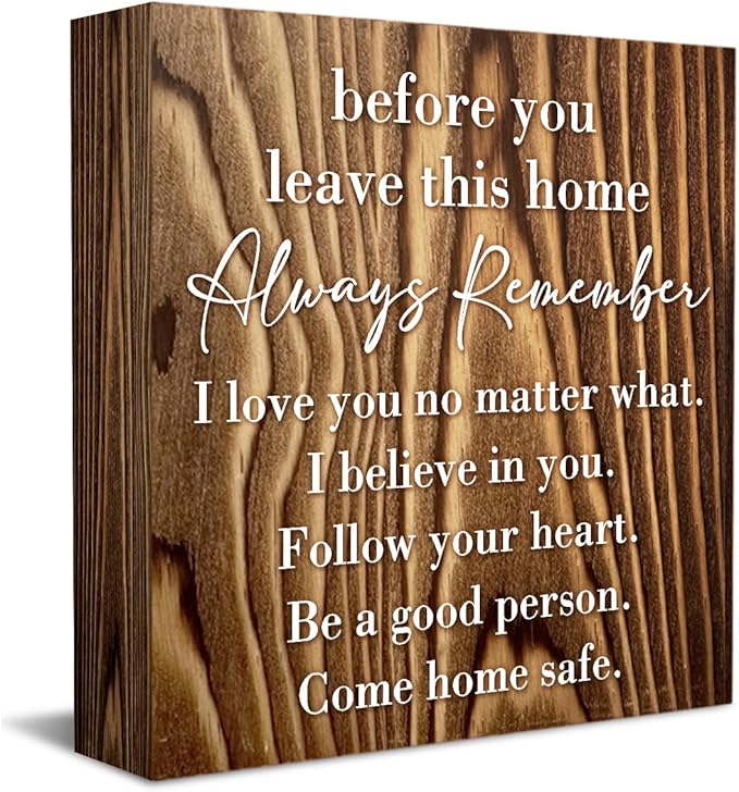 Inspirational Home Farmhouse Decor Desk Decor Wooden Box Sign Always Remember You are Braver Than You Think Rustic Wood Block Plaque Box Sign for Women Family Shelf Table Decoration Roasted Color
