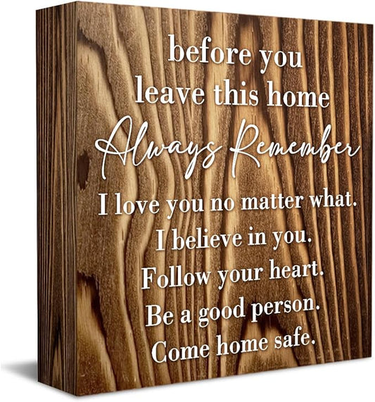 Inspirational Home Farmhouse Decor Desk Decor Wooden Box Sign Always Remember You are Braver Than You Think Rustic Wood Block Plaque Box Sign for Women Family Shelf Table Decoration Roasted Color