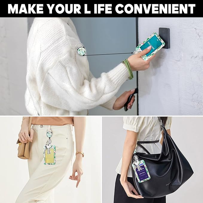 Cute ID Badge Holder with Lanyard Retractable Badge Reel Clip Funny Lanyards for ID Badges Name Tags Retractable Keychain for Office Teacher Doctor Student Women Men Nurse Accessories for Work