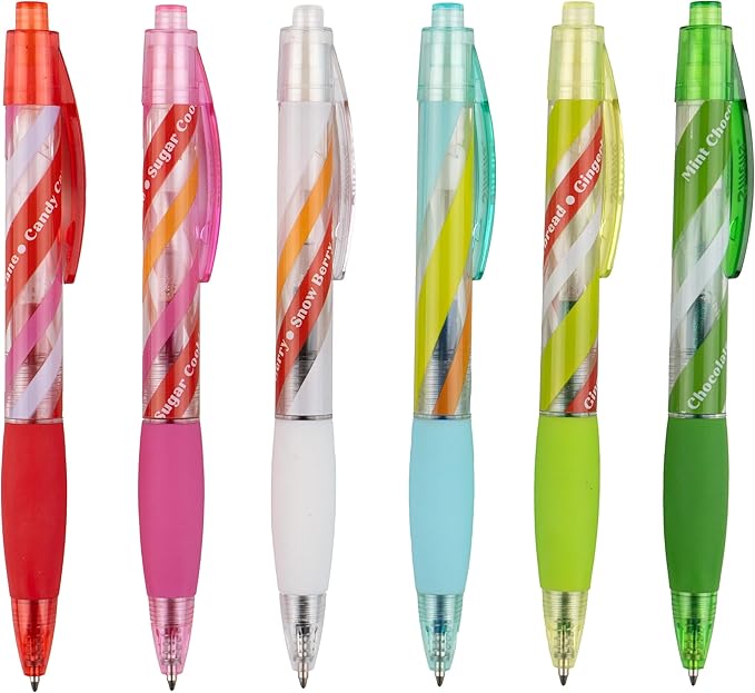 Holiday Smens - Patented Gourmet Scented Colored Glitter Gel Ink Pens, Medium Point, 6 Count - Fun, Cute, Cool, Smelly Pens for Kids