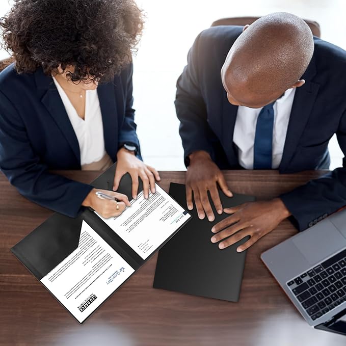 60-Pack Plastic Folders with Pockets,2-Pocket Poly Folders Holds 8-1/2" x 11" Paper for School/Office/Home, Black