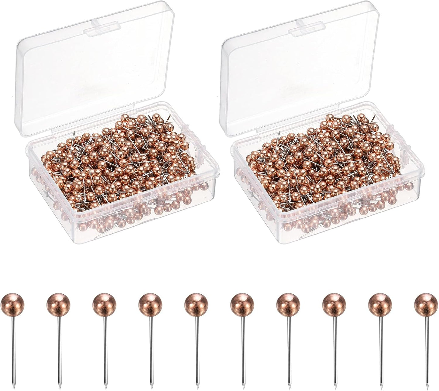 uxcell 800 Pcs Push Pins, Map Thumb Tacks 4mm Round Head Decorative Push Pins for Bulletin Board Home Office Travel Wall DIY Crafts Map Photo, Rose Gold