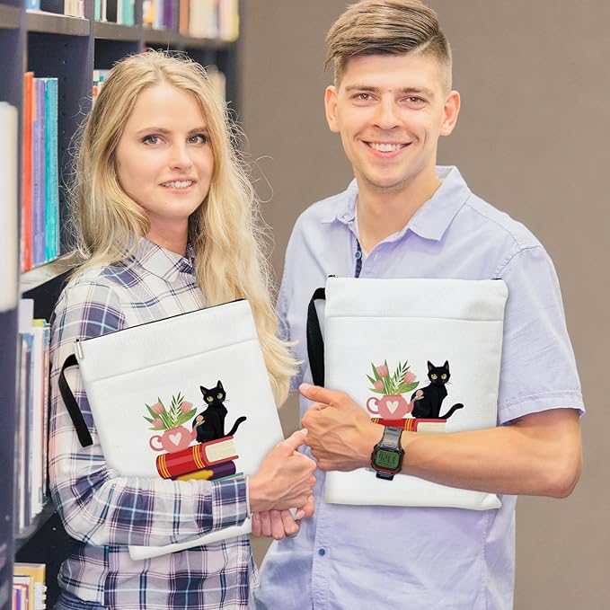 Black Cat Book Book Sleeve, Book Lovers Gifts Book Pouch Book Sleeve with Zipper and Front Pocket Reader Gifts Birthday Gifts for Adult Teen Teacher -10