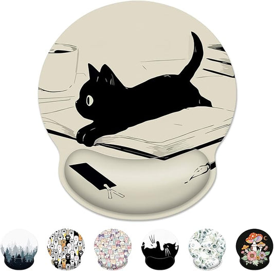 Ergonomic Mouse Pad with Wrist Support,Kawaii Anime Black Cat Mouse Pad with Wrist Rest,Relieve Wrist Pain Mousepad Non-Slip Rubber Base,Mouse Pads for Desk,Computers,Laptop,Office,Home,Accessories