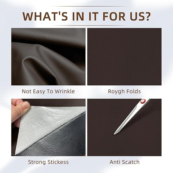 CHEIGHY Leather Repair Kit Self Adhesive Leather Repair Patch for Furniture 15.7X78.7 inch Vinyl Repair Kit for Couches Car Seats Sofa Office Chair Belt Jackets (Dark Grey)